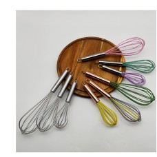 Manual Egg Beater 6 Wire Silicone Solid-Pull Powder Beater Household Egg White Mixer Baking Tool
