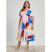 Large Women's Temperament Commuter Dress Large Swing Print Medium Length Skirt