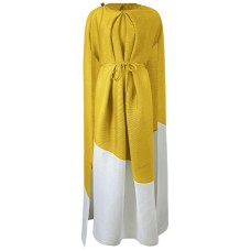Miyake Contrast Color Stitching Dress Women's Spring And Summer New European Women's Temperament Super Long