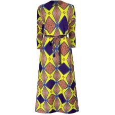 Spring And Summer New Beauty Print Contrast Long Pleated Dress