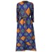 Spring And Summer New Beauty Print Contrast Long Pleated Dress