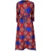 Spring And Summer New Beauty Print Contrast Long Pleated Dress
