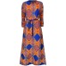 Spring And Summer New Beauty Print Contrast Long Pleated Dress