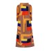 Spring And Summer New Women's Square Print Long Pleated Dress