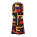 Spring And Summer New Women's Square Print Long Pleated Dress