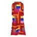 Spring And Summer New Women's Square Print Long Pleated Dress