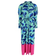 Spring And Summer Long Sleeve Color Contrast Casual European And American Women's Wear Medium And Long Lapel Slim Dress