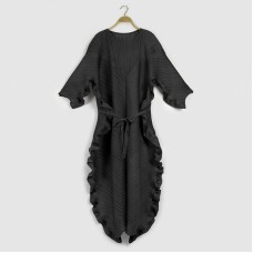 Spring And Summer New Lace Up Ear Edge Dress Women's Minority Design Sense Fashion Women's Wrinkle