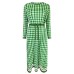 Spring And Summer New Small Crowd Round Neck Medium And Long Print Skirt Slim Plaid Dress Women's Leisure