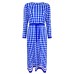 Spring And Summer New Small Crowd Round Neck Medium And Long Print Skirt Slim Plaid Dress Women's Leisure