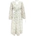 Long Sleeved V Neck Dress Autumn Hepburn French Romantic Retro Temperament Floral Skir