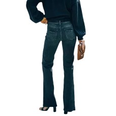 Fashion High Waist Stretch Flare Jeans Women Trousers Black
