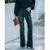 Fashion High Waist Stretch Flare Jeans Women Trousers Black