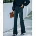 Fashion High Waist Stretch Flare Jeans Women Trousers Black