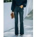 Fashion High Waist Stretch Flare Jeans Women Trousers Black