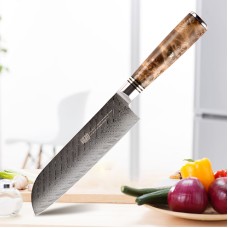 Damascus Chef Knife 7 Inch Sande Knife Fish Bone Pattern Sharp Sushi Knife Household Fish Raw Knife
