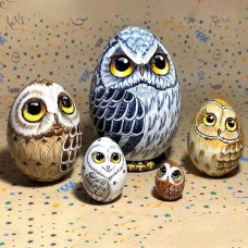 New Owl Nesting Egg Owl Wooden Craft Ornament Home Desktop Decoration