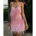 Fashion Fringe Sequin Feather Panel Dress Women Sexy Dress Fashion Fringe Sequin Feather Panel Dress Women Sexy Dress
