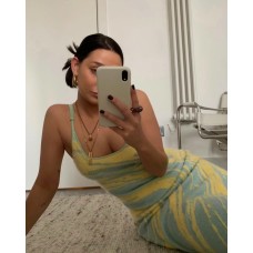 New Women's Clothing Personality Design Swirl Knitted Tie-Dye Sling Bag Hip Dress Long Skirt 