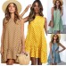 Round Neck Sleeveless Polka Dot Loose Swing Ruffle Dress