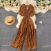 Jumpsuit Summer Women's New Temperament Wave Point V-Neck Slim High Waist Casual Wide-Leg Jumpsuit Trendy