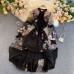 New Embroidered Flower Ostrich Hair Lace-Up Stitching Elegant Dress Dress Women
