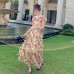 French Retro Floral Dress Women's Waist Is Thin And Sweet Temperament Goddess Fan Chiffon A-Line Dress