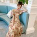 French Retro Floral Dress Women's Waist Is Thin And Sweet Temperament Goddess Fan Chiffon A-Line Dress