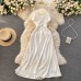 Vacation Travel Shooting Sling Dress Cross V-Neck Sexy Off-the-Shoulder Dinner Dress Slim Midi Dress