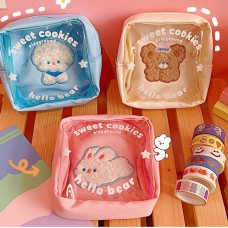 Cute Soft Cute Bear Cosmetic Bag Stationery Data Cable Large Capacity Storage Bag Ins Style Korean Version Portable Wash Bag