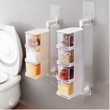 Kitchen Punch-Free Wall-Mounted Rotatable Seasoning Box Multi-Layer Drawer-Type Seasoning Box
