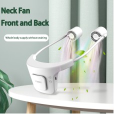 Front And Rear Blower Hanging Neck Fan Portable Outdoor Sports Lazy Hanging Neck Double-Headed Leafless Hanging Neck Fan