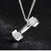 Korean Fashion Fitness Lettering Dumbbell Necklace Men's Pendant Domineering Titanium Steel Personality Couple Girls Simple Jewelry
