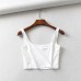 Sling Word Neck Striped Clothes Open Back Slim Type Milk Silk Solid Color Vest