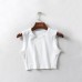 Summer New Women's Top Riding Vest Cotton Solid Color Wide-Brimmed Short Cropped Vest