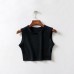 Summer New Women's Top Riding Vest Cotton Solid Color Wide-Brimmed Short Cropped Vest