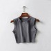 Summer New Women's Top Riding Vest Cotton Solid Color Wide-Brimmed Short Cropped Vest