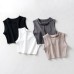 Summer New Women's Top Riding Vest Cotton Solid Color Wide-Brimmed Short Cropped Vest
