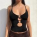 Cutout Front Navel Slim Fit Sling Top