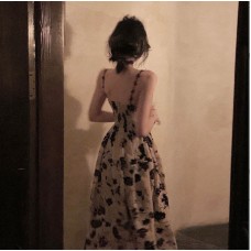 Summer Puff Sleeve Long Sleeve Dress Women's Sling Hepburn French Design Skirt