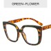 Personality Leopard Print Glasses Frame Women's Fashion Simple Large Frame Plain Light Mirror Trend New Anti-Blue Light Glasses