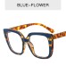 Personality Leopard Print Glasses Frame Women's Fashion Simple Large Frame Plain Light Mirror Trend New Anti-Blue Light Glasses