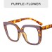 Personality Leopard Print Glasses Frame Women's Fashion Simple Large Frame Plain Light Mirror Trend New Anti-Blue Light Glasses