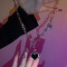 Light Luxury Zircon Black Love Stitching Necklace Ladies Niche Design Collarbone Chain Sweet And Cool Style Titanium Steel Accessories