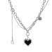 Light Luxury Zircon Black Love Stitching Necklace Ladies Niche Design Collarbone Chain Sweet And Cool Style Titanium Steel Accessories