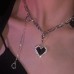 Light Luxury Zircon Black Love Stitching Necklace Ladies Niche Design Collarbone Chain Sweet And Cool Style Titanium Steel Accessories