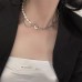 Ins Personality Love Stitching Necklace Woman's Baroque Pearl Metal Chain Choker Collarbone Chain Hipster