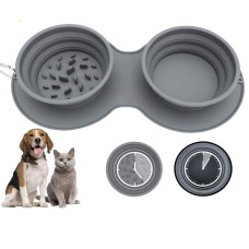 Pet Slow Food Anti-Choking Dog Bowl Folding Anti-Vomit Double Food Portable Dog Bowl Licking Plate Slow Food Pad Pet Plate