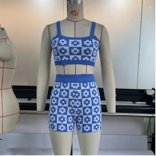 Summer new woolen suit women's suspenders backless sexy shorts two-piece set