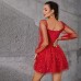 Spring And Summer Sexy New Wrap Chest Short Skirt One-Shoulder Sweet French Sequin Dress